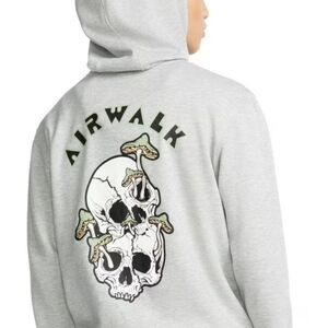 Airwalk Gray Skull Graphic Men's Zip-Up Sweater